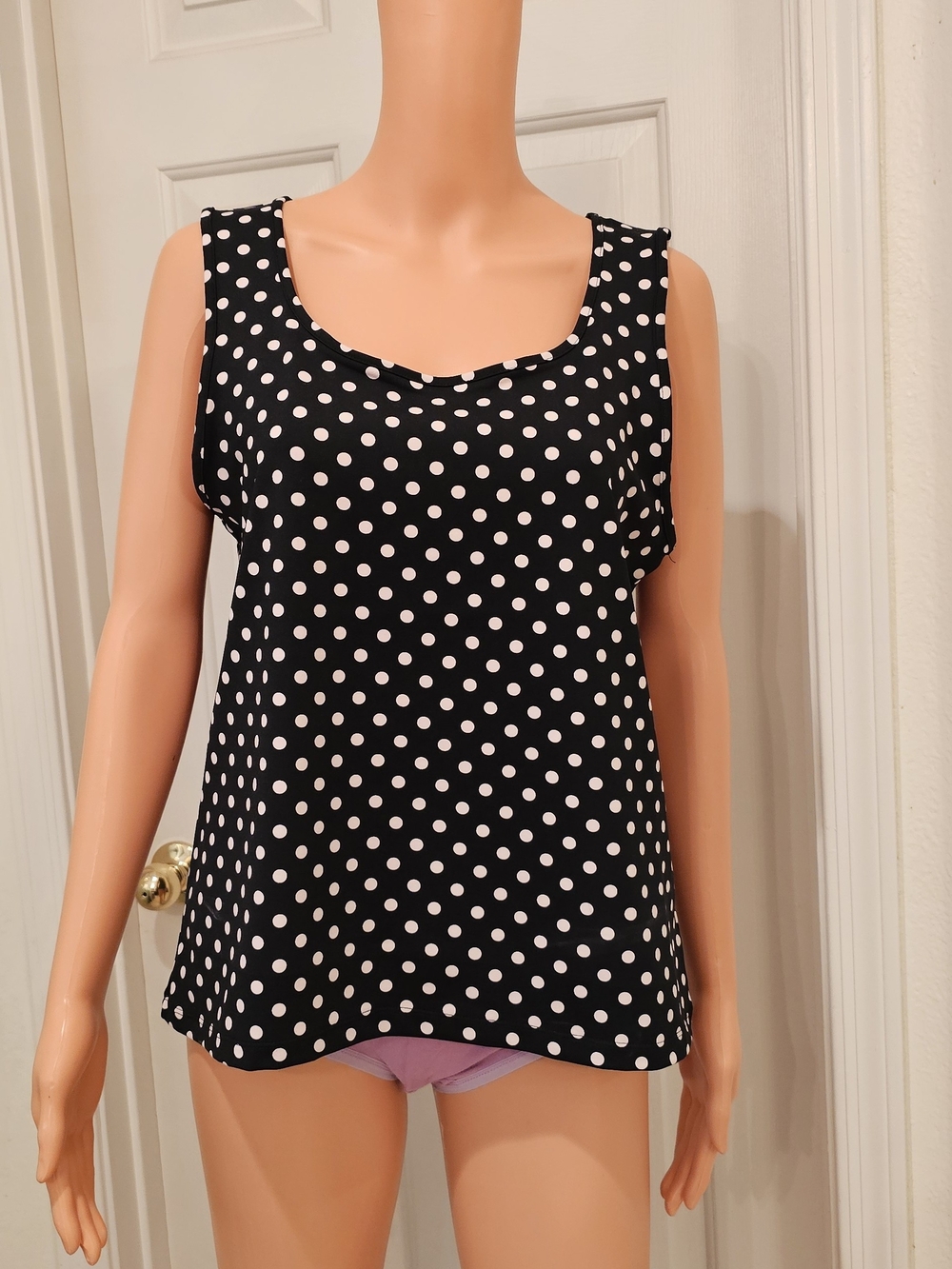 Black Polka Dot Scoop Neck Camisole